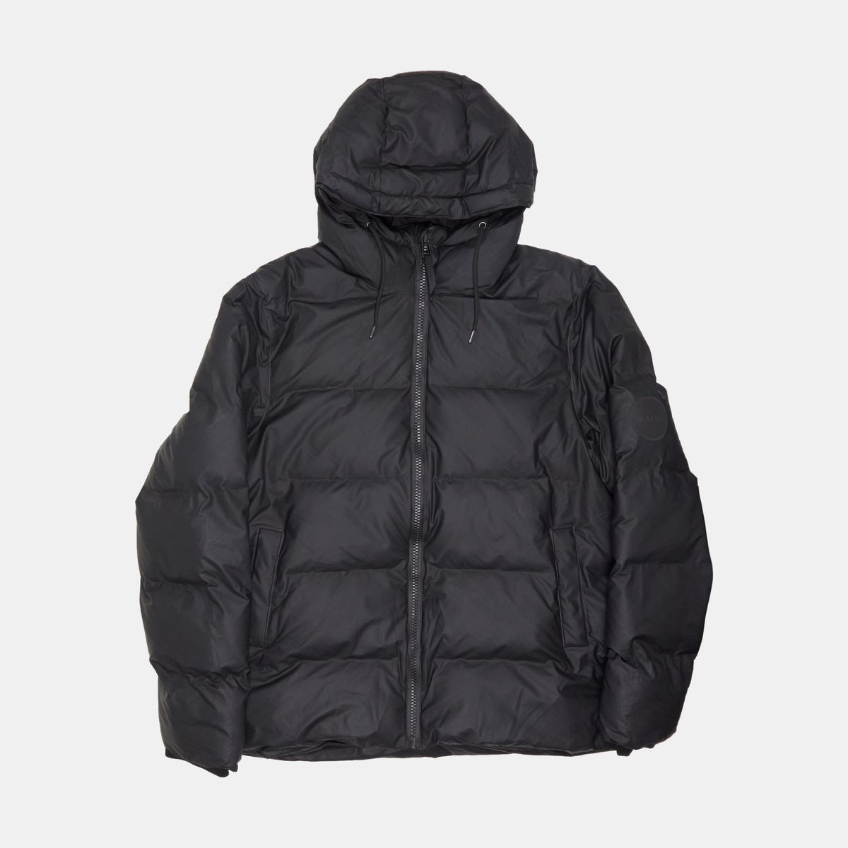 Rains Mens Black Polyester Puffer Jacket in Size L
