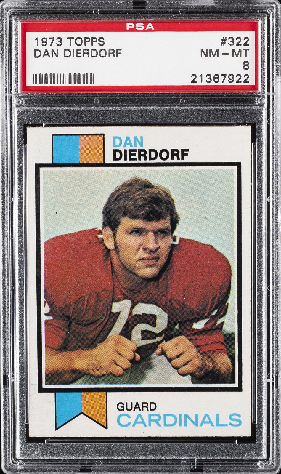 1973 TOPPS #322 DAN DIERDORF ROOKIE RC PSA 8