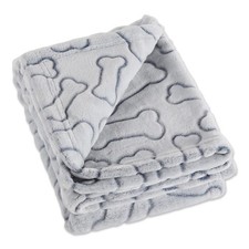 Embossed Bone Print Pet Blanket, 36x48", Gray