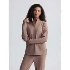 Varley Erina Half Zip Midlayer Brushed Rib Pullover Taupe Mauve VAR02203 XL