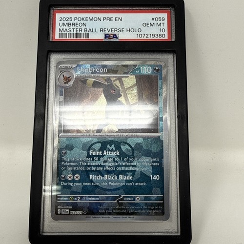 2025 POKEMON PRISMATIC EVOLUTIONS MASTER BALL REVERSE HOLO UMBREON PSA 10! - Foto 2 di 3