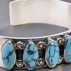 NATIVE AMERICAN STERLING SILVER MARQUISE NATURAL TURQUOISE 7.25" BRACELET #7815 — photo 5