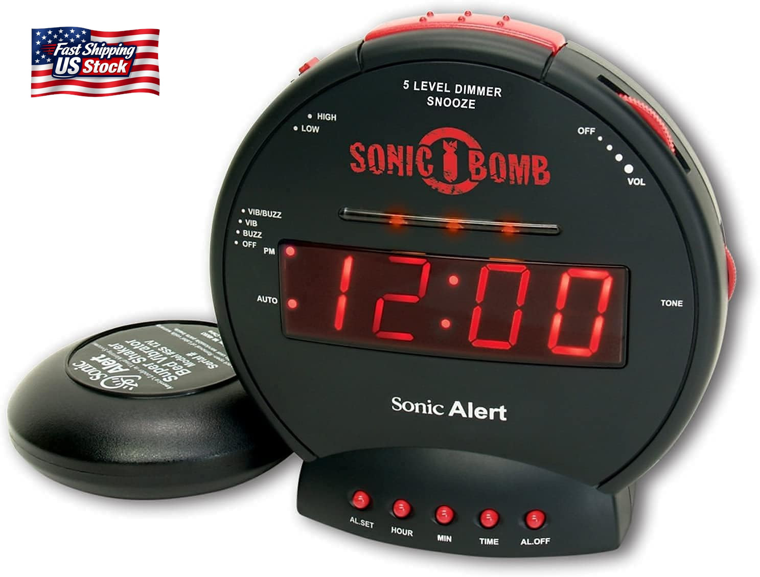 Sonic Bomb Dual Extra Loud Alarm Clock with Bed Shaker, Black | Sonic Alert Vibr photo Sonic Bomb Dual Extra Loud Alarm Clock with Bed Shaker, Black | Sonic Alert Vibr featured image