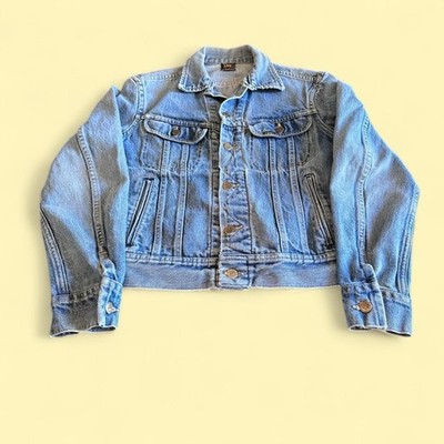 Vintage Lee PATD-153438 USA Denim Jacket Light Wash Faded Men s 34 36