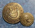 Civil War Raised Back Mark Vermont State Seal Coat Button & Stag Head Cuff Lot