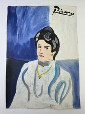 Pablo Picasso COA Art Painting Original Drawing Vintage Paper Signed