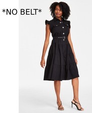 Tahari ASL *MISSING* Women's Snap-Front Tiered Midi Dress Black Size 2 MSRP $159