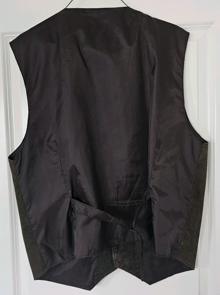 Chaleco de gamuza de cuero marrón para hombre M West espalda ajustable Foto 2 de 4