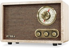 Retro Wood Bluetooth Radio with Built-in Speakers: Elegant Vintage Rotary AM