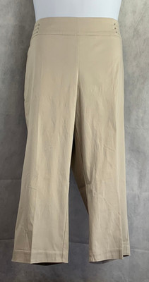 JM Collection Women's Plus Size Pull-On Rivet Capri Pants, Stonewall Beige, 3X