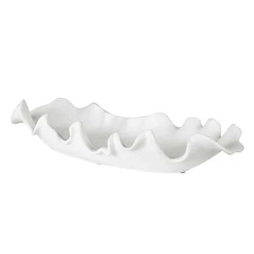 Uttermost Ruffled Feathers Modern White Bowl - Picture 3 of 3