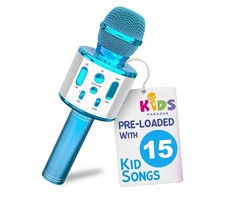 Move2Play Kids Karaoke Microphone Blue Bluetooth 15 Songs Voice Effects
