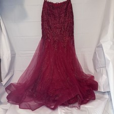 Mori Lee by Madeline Gardner Red Sequin Gown Size 3/4 Prom Strapless