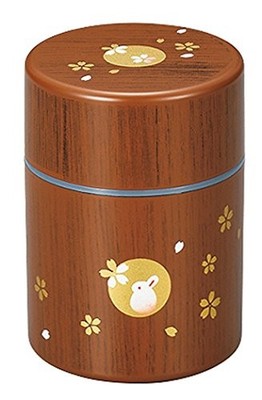 Hakoya Tatsumi Und Tee Caddy Rund Klein Maserung Stempel Hase #sy1