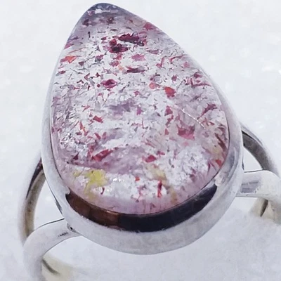 RARITÄT Lepidokrokit Rubinglimmer Ring Gr16,5  925 Silber 18x12mm - Bild 1 von 4