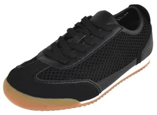 TOP MODA Women Mesh Sneakers Lightweight Breathable Suede Gum Sole CARLY-1 Black