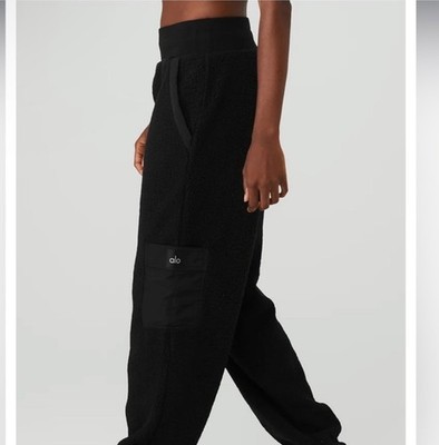 Alo Yoga Black Fleece Jogger Sweatpants Small S Winter Comfy Athleisure Hiking