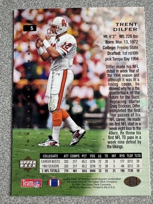 1994 SP Trent Dilfer Premier Prospects Foil Rookie Card #5 Tampa