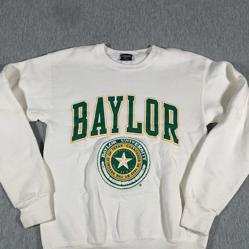 Sudadera De Colección Baylor Bears Para Hombre Mediana Blanca NCAA College Cuello Redondo Años 90 Foto 2 de 4
