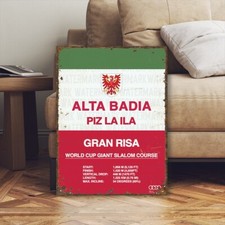 Vintage Style Italian Alta Badia Skiing World Cup Downhill Sign