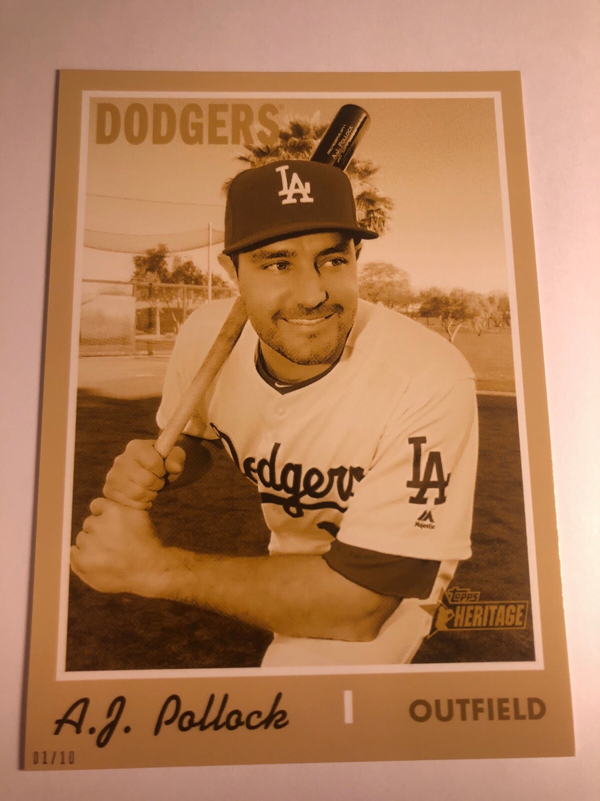 2019 Topps Heritage High Number Jumbo 5x7 A.J. Pollock Dodgers 522 01/10