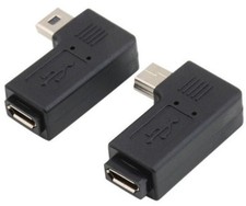 1 Pair 90° Left & Right Angle Mini USB 5-Pin Male to Micro USB Female Adapter