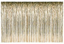 Large 12-ft Foil Fringe Wall Backdrop Gold Streamers Holiday Event Party Decor