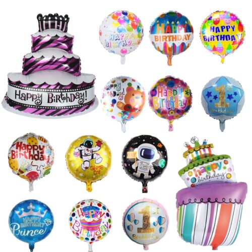 Large 18" Happy Birthday Round Foil Party Balloons Self Inflating Kids Party Uk - Afbeelding 1 van 59