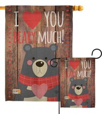 I Love You Beary Much Garden Flag Valentines Spring Gift Yard House Banner
