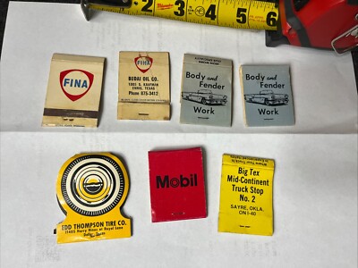 Vintage Matchbooks Matches FINA Motor Oil Gasoline Mobil Mechanics Truck Stop