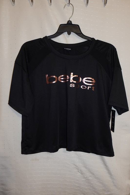 BRAND NEW BEBE SPORT BLACK ATHLETIC TOP SIZE 1X