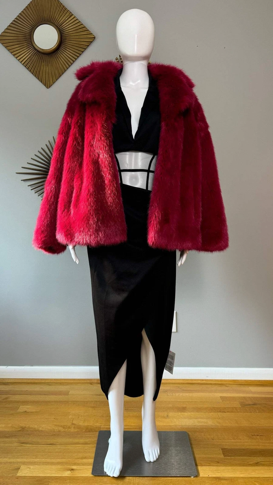 Michael Kors Cappotto corto in pelliccia sintetica bordeaux