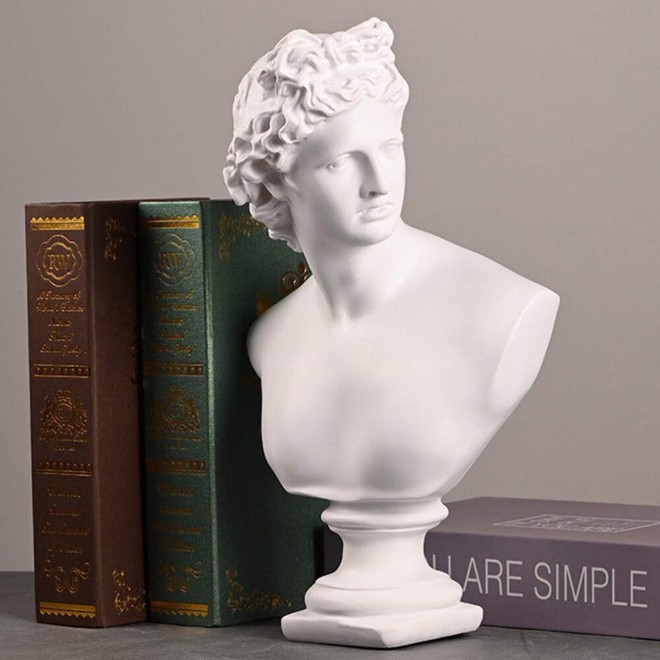 Vintage Greek Men Sculpture Roman God Bust Head Statue Roman David