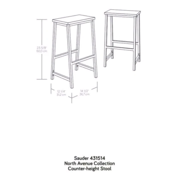 Sauder North Avenue Engineered Wood Counter Stool in Charter Oak (Set of 2) - Image 2 of 4
