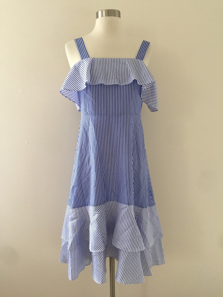 j crew blue silk dress Apricot- High Neck Lace Skater Dress in Blue