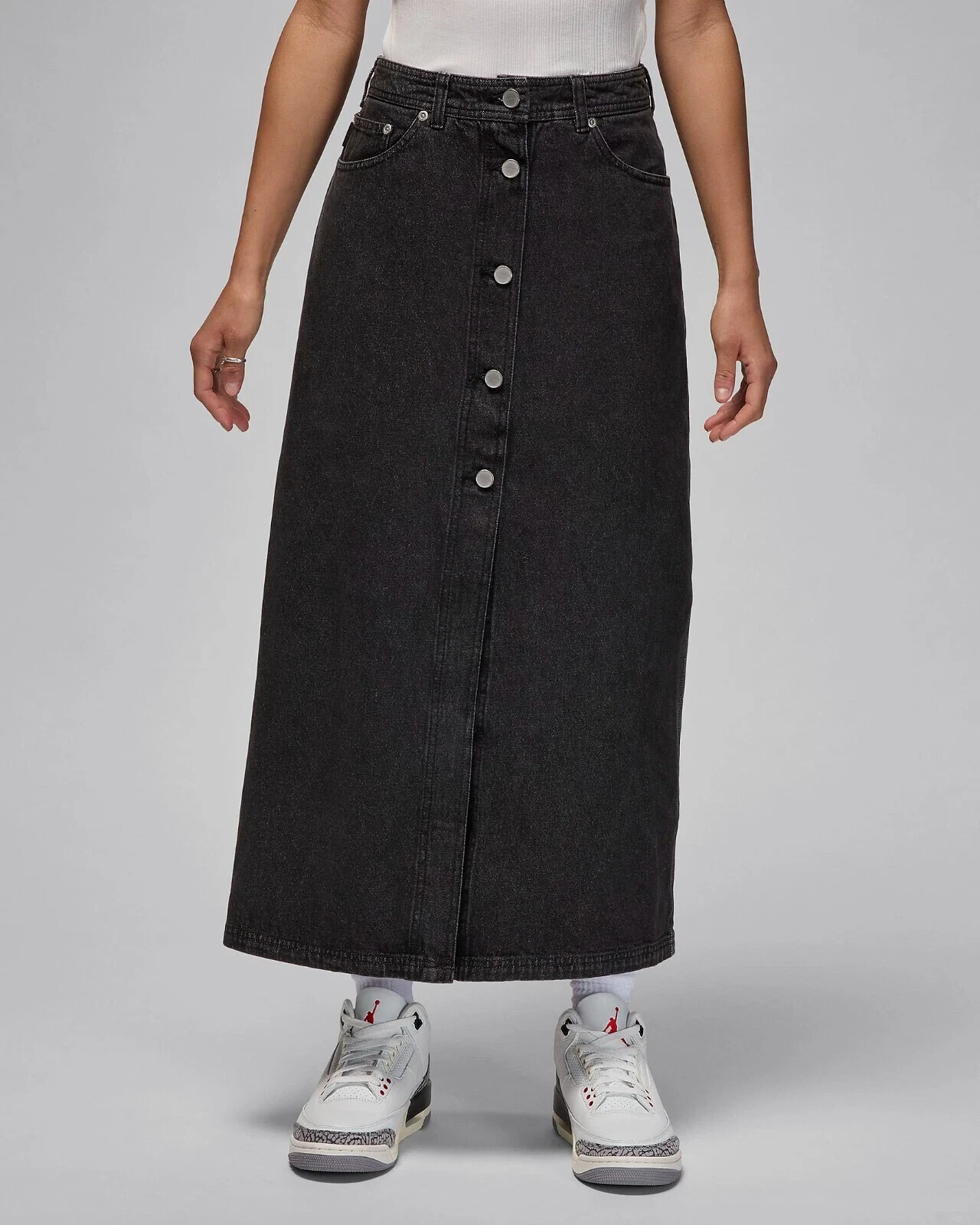 NIKE AIR JORDAN DENIM SKIRT SIZE L (FV7095 010) BLACK