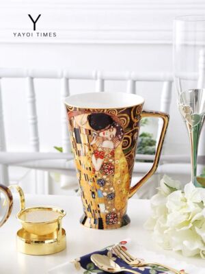 Klimt Coffee Mugs porcelain tea cups and saucers set Bone China