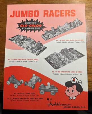 Original 1960's Amloid Toy Company Salesman Advertising Leaflet Cars Boats #A17