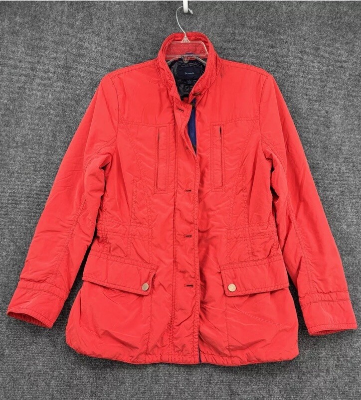 Faconnable Women's L Red Windbreaker Jacket Full Zip Adjustable