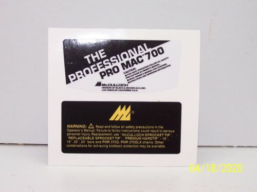 McCulloch Pro Mac 700  2 - Piece Breather Cover Decal Set! - Afbeelding 1 van 1
