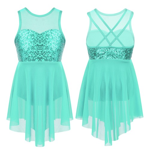 Niñas Baile Leotardo Vestido Sin mangas Lentejuelas Chaleco Suelo Niños Faldas Irregulares - Imagen 42 de 94