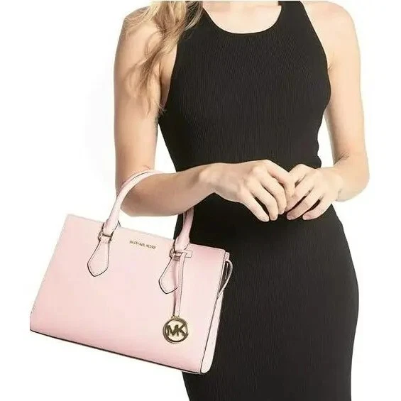 Michael Kors Sheila Medium Center Zip Crossbody Satchel Bag Powder Blush Pink - Image 3 of 4