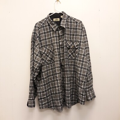 Timber Trail Shirt Mens 2X black/white Plaid Flannel Button Up Work Chore