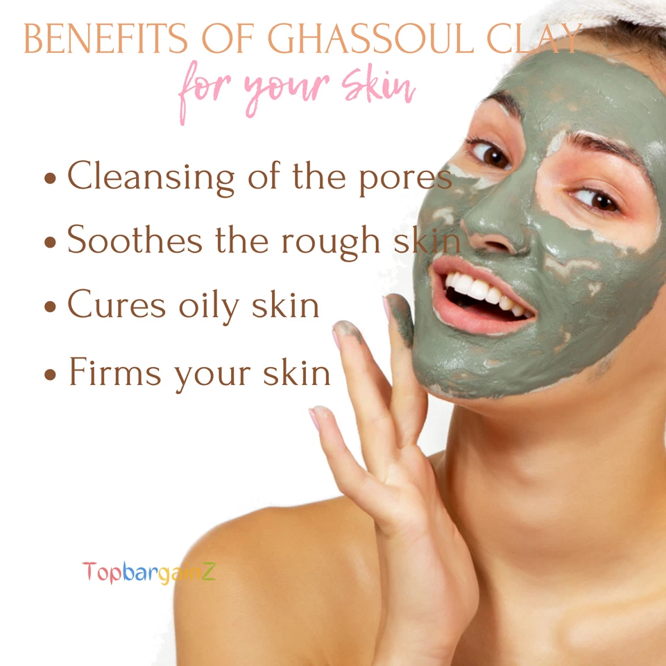 Rhassoul Clay Face Mask Moroccan Natural Ghassoul Organic Hair Skin Cleansing - Image 3 of 4