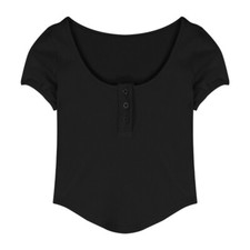 Women's Top Irregular Summer U-Neck Leaky Collar Tight Sexy Short Sleeve T-shirt