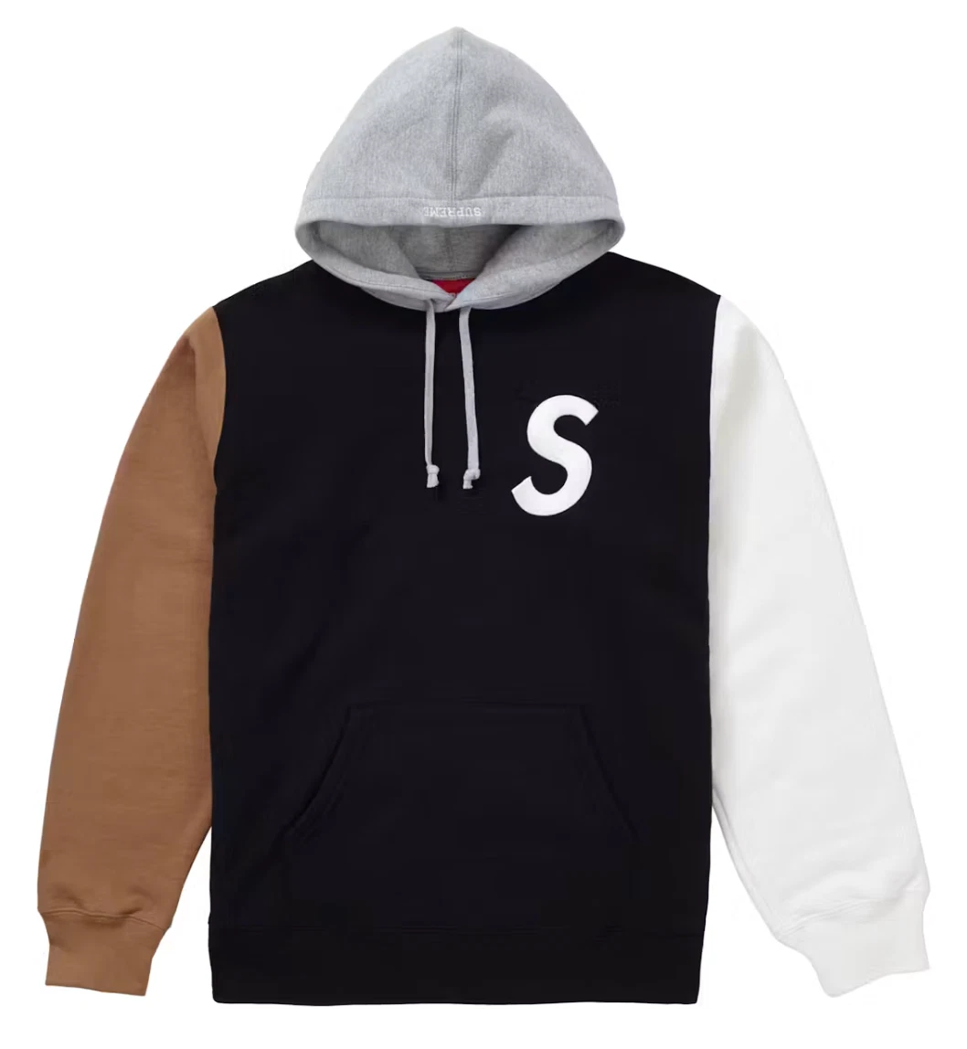 SS19 SUPREME S LOGO COLORBLOCKED SWEAT À CAPUCHE NOIR TAILLE XL
