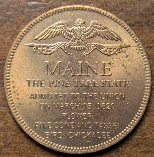 1820 Augusta, Maine ME 23rd State The Pine Tree State Shell Gas Token - 第 1/4 張圖片