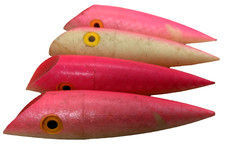 LOT 4X  Vintage Luhr Jensen J Plugs Salmon/Trout Fishing Trolling 4" PINK WHITE