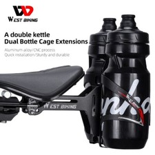 WEST BIKING Bicicleta Doble Portabotellas de Agua Soporte de Extensión Sillín Montaje Jaula