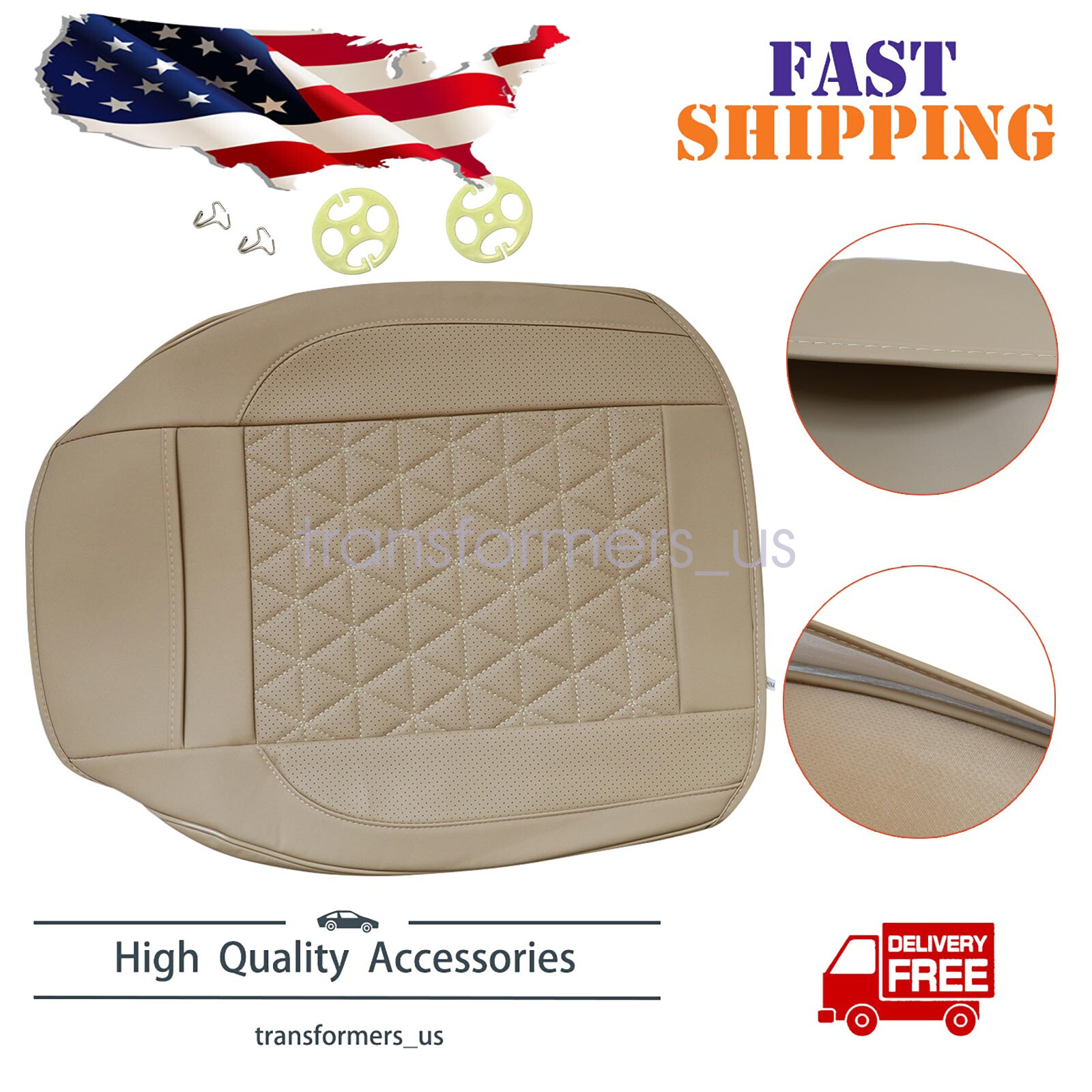 For Mercedes-Benz Front Driver Side Bottom Leather Seat Cover Breathable Beige